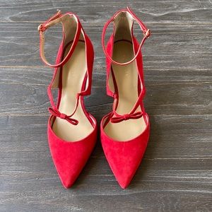 Ann Taylor red suede heels shoe size 9